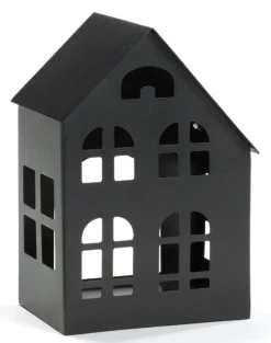 casaNova Weihnachtsdekoration Teelichthalter-Haus 15 cm Schwarz