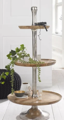 casaNOVA Deko Objekt Etagere 3-stöckig TANNENDUFT & LICHTERGLANZ Mangoholz