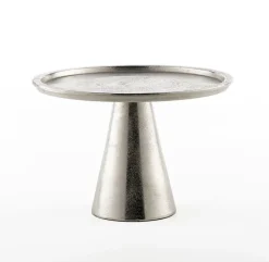 casaNOVA Deko Platte mit Sockel 27 cm silberfarbig