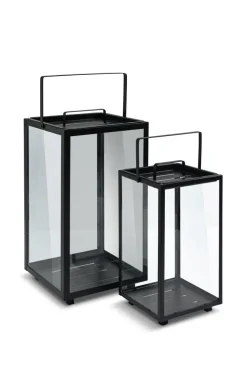 casaNOVA Laterne 45 cm Metall/Glas schwarz