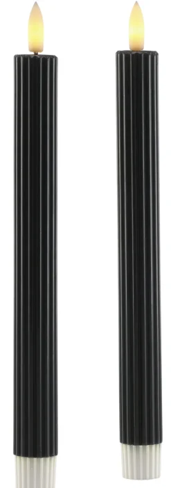 casaNOVA LED Kerze RILL 2er Set je 24 cm schwarz