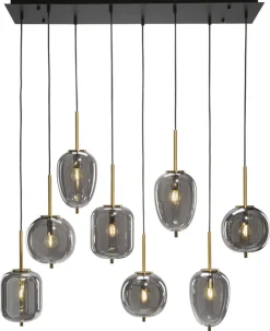 casaNOVA Retrofit Pendelleuchte TANO 8-flammig schwarz /Rauchglas