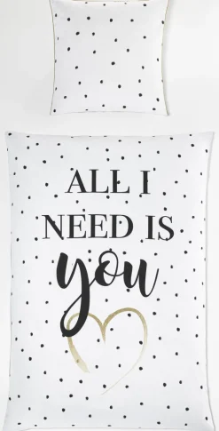 casaNOVA Satin-Bettwäsche YOU 135 x 200 cm weiß/schwarz