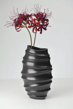 casaNOVA Vase 35,5 cm schwarz matt
