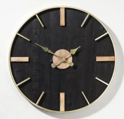 casaNOVA Wanduhr 71 cm Holzoptik schwarz