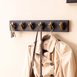 CASAVANTI Wandgarderobe 60 x 10 cm Mango Massiv schwarz lackiert/goldfarbig