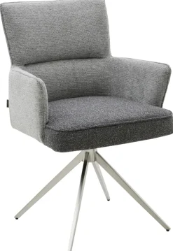 CASAVANTI Armlehnenstuhl TAIGA Grau/Edelstahl gebürstet