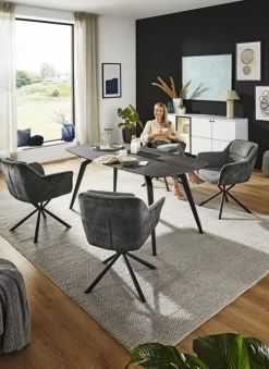 CASAVANTI Armlehnstuhl DELUNA 2er Set grau/schwarz