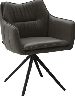 CASAVANTI Armlehnstuhl VENLO Leder grau/schwarz