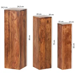 CASAVANTI Beistelltisch 3er-Set Sheesham braun