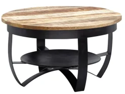 CASAVANTI Couchtisch 60 cm Schwarz Metall/ Mango massiv