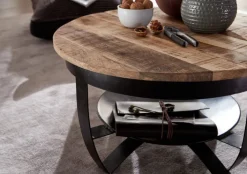 CASAVANTI Couchtisch 60 cm Schwarz Metall/ Mango massiv