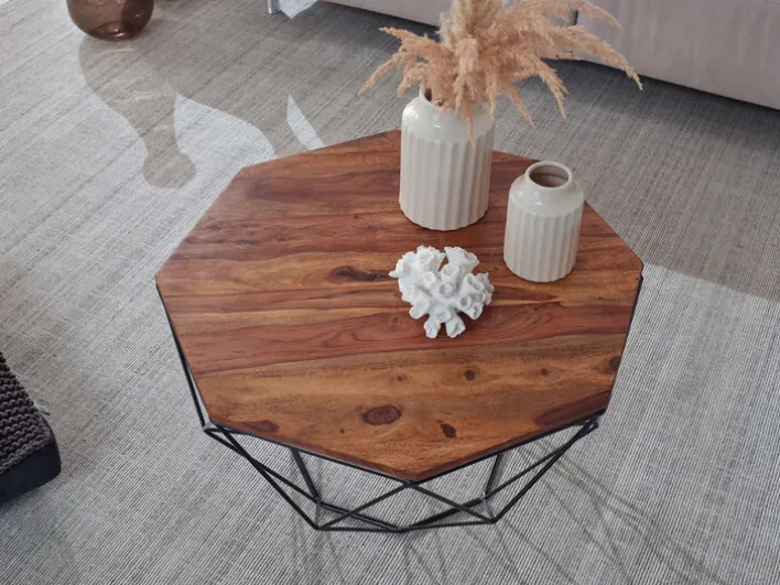 CASAVANTI Couchtisch 66 cm Schwarz/ Sheesham massiv