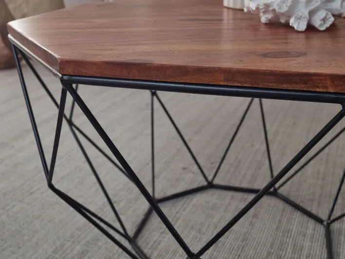 CASAVANTI Couchtisch 66 cm Schwarz/ Sheesham massiv