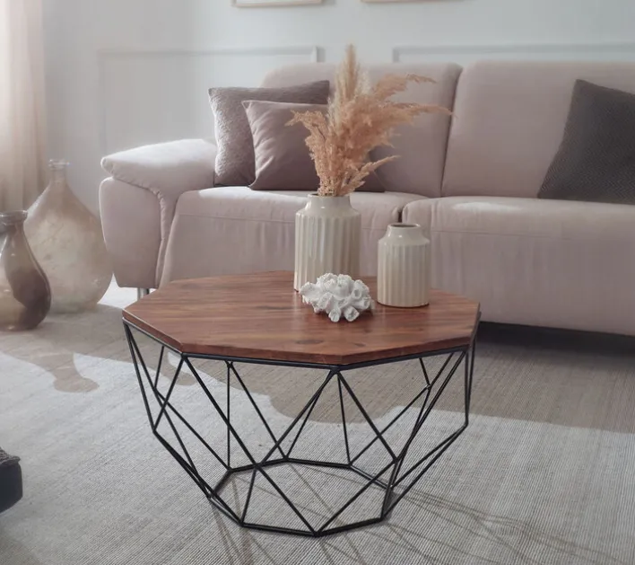 CASAVANTI Couchtisch 66 cm Schwarz/ Sheesham massiv