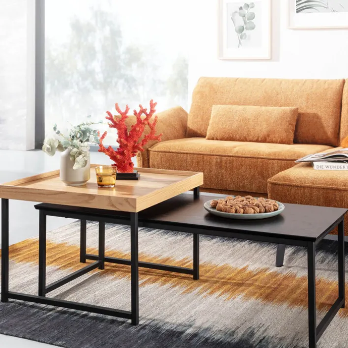 CASAVANTI Couchtisch 2er Set Schwarz/ Eiche