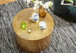 CASAVANTI Couchtisch rund 61 x 40,5 cm Metall Goldfarbig