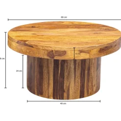 CASAVANTI Couchtisch rund 60 x 60 cm Sheesham Massivholz