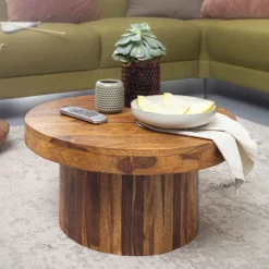 CASAVANTI Couchtisch rund 60 x 60 cm Sheesham Massivholz