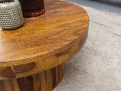CASAVANTI Couchtisch rund 60 x 60 cm Sheesham Massivholz