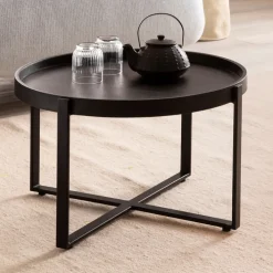 CASAVANTI Couchtisch 60x35 cm Massivholz Mango schwarz