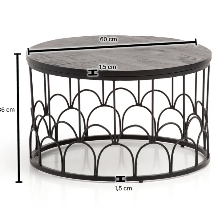 CASAVANTI Couchtisch 60x36 cm Massivholz Mango schwarz