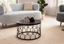 CASAVANTI Couchtisch 60x36 cm Massivholz Mango schwarz