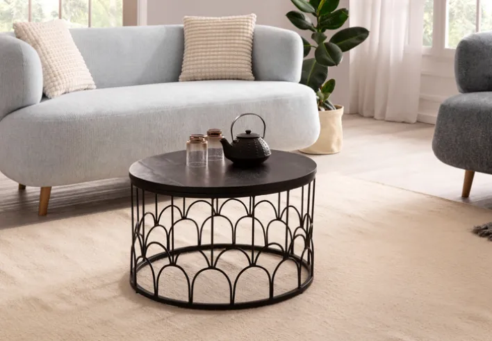 CASAVANTI Couchtisch 60x36 cm Massivholz Mango schwarz