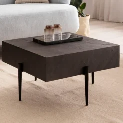 CASAVANTI Couchtisch 64x35 cm Steinoptik/Metall Anthrazit/schwarz