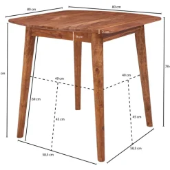 CASAVANTI Esstisch 80 x 80 x 78 cm braun