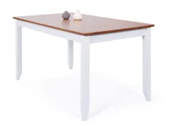 CASAVANTI Esstisch JACOB 1.2 weiß / Sepia-braun Massivholz 160 x 90 cm