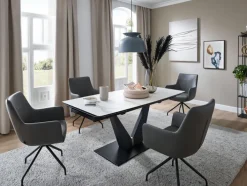 CASAVANTI Esstisch TOSKANA 180-220.260 x 90 cm beige/ schwarz