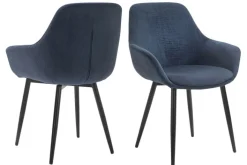 CASAVANTI Esszimmerstuhl 2er Set dunkelblau/schwarz