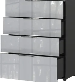 CASAVANTI Kommode OAKLAND 83 x 102 cm Glas Graphit/Silbergrau