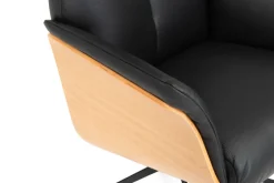 CASAVANTI Ledersessel mit Hocker SOLEDA 2-teilig schwarz /Eiche