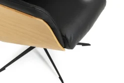 CASAVANTI Ledersessel mit Hocker SOLEDA 2-teilig schwarz /Eiche