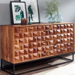 CASAVANTI Sideboard 145 x 81 cm Schwarz/ Sheesham massiv