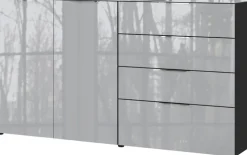 CASAVANTI Sideboard OAKLAND 184 x 102 cm Glas Graphit/Silbergrau