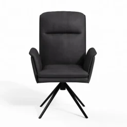 CASAVANTI Stuhl MAILAND 87 x 61 x 66 cm Metall Microfaser drehbar Dunkelgrau