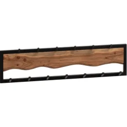 CASAVANTI Wandgarderobe Akazie Massivholz/Metall 80x20x8 cm schwarz/braun