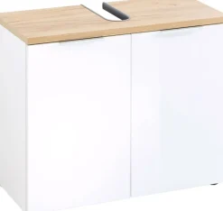 CASAVANTI Waschbeckenunterschrank CARA weiß/braun