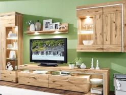 CASAVANTI Wohnwand BRUNI Alteiche/Lamelle Weiß geölt ca. 307 x 201 x 51 cm