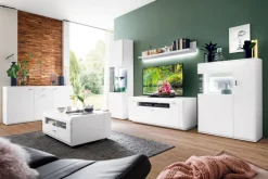 CASAVANTI Wohnwand I AMORA 4-teilig weiß /anthrazit 3D