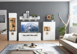 CASAVANTI Wohnwand TOPEKA 4-teilig weiß/ braun