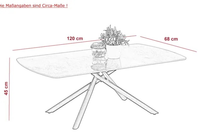 Cochtisch FRIEDA 120x68 cm Mamoroptik