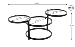 Couchtisch 58-140 cm schwarz/transparent