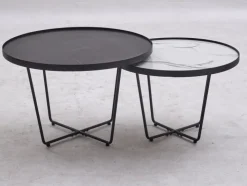 Couchtisch - Set KALMAR 2-tlg. Steinoptik schwarz/weiß