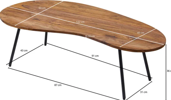 Couchtisch 122 x 63 cm braun/ schwarz