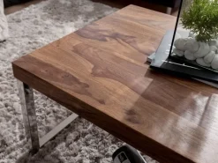 Couchtisch 120 x 60 cm braun/ silberfarbig