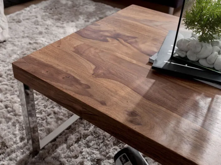 Couchtisch 120 x 60 cm braun/ silberfarbig